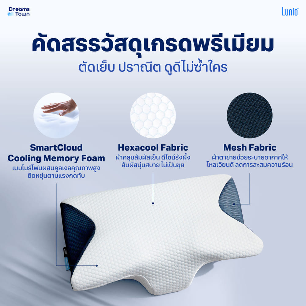 หมอนสุขภาพ ทรงผีเสื้อ LUNIO HYPERCOOL ERGONOMIC PILLOW